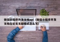 微信小程序开发文档api（微信小程序开发文档在论文文献格式怎么写）